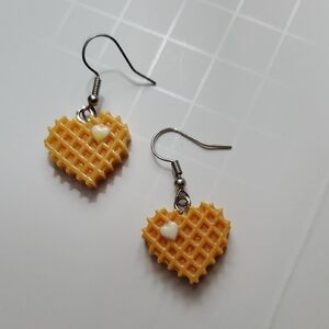 Heart Waffle Earrings (Costume Jewelry)